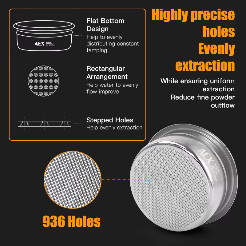 AliKisscafe Kaffee-Siebträger ohne Boden in Silber aus Edelstahl, 58 mm, für Gaggia E61 Nuova Hibrew Breville 9er Serie - Bild 5