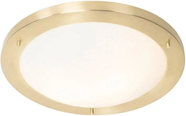 QAZQA Moderne Deckenleuchte Yuma Gold/Brass aus Metall und Glas, IP44, dimmbar, Durchmesser: 41 cm - Bild 1