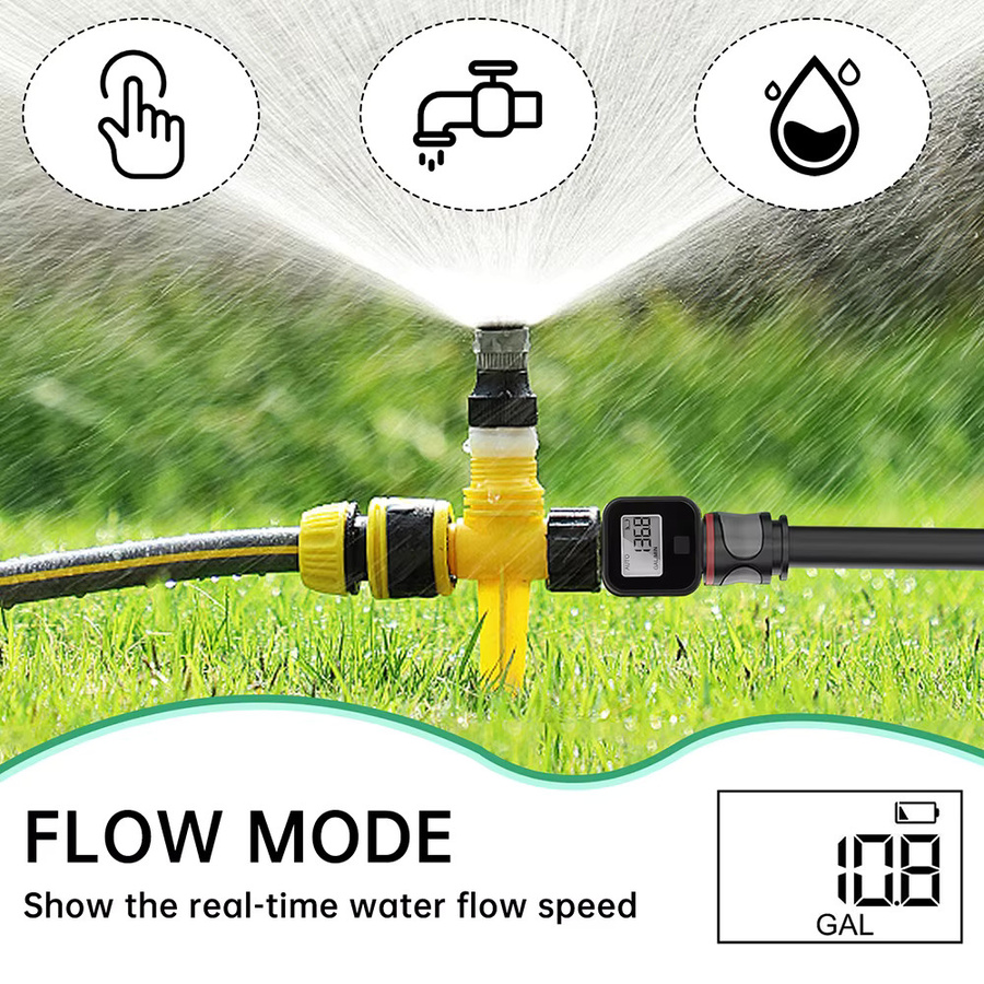 Gaqqee Wasserdurchflussmesser mit LCD-Bildschirm, hochpräziser elektronischer Rekorder für die Gartenbewässerung im Freien - Bild 2