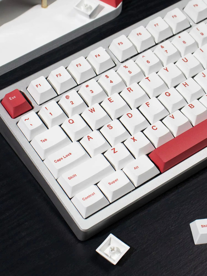 Mintcaps Minimalismus Tastenkappen in Weiß-Rot, DYE-SUB PBT Cherry-Profil für mechanische Tastaturen (61/64/87/96 Tasten) - Bild 7
