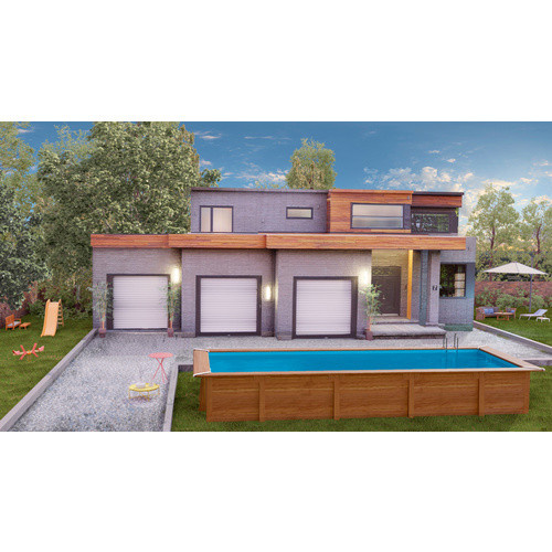 GRE Echtholzpool Set rechteckig in Braun B/L/H: 427 x 1018 x 146 cm - Bild 3
