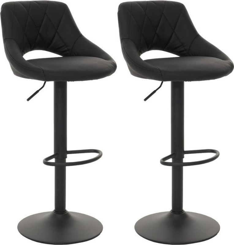 2er-Set Barhocker MCW-N64 aus Kunstleder und Metall in Schwarz - Bild 1