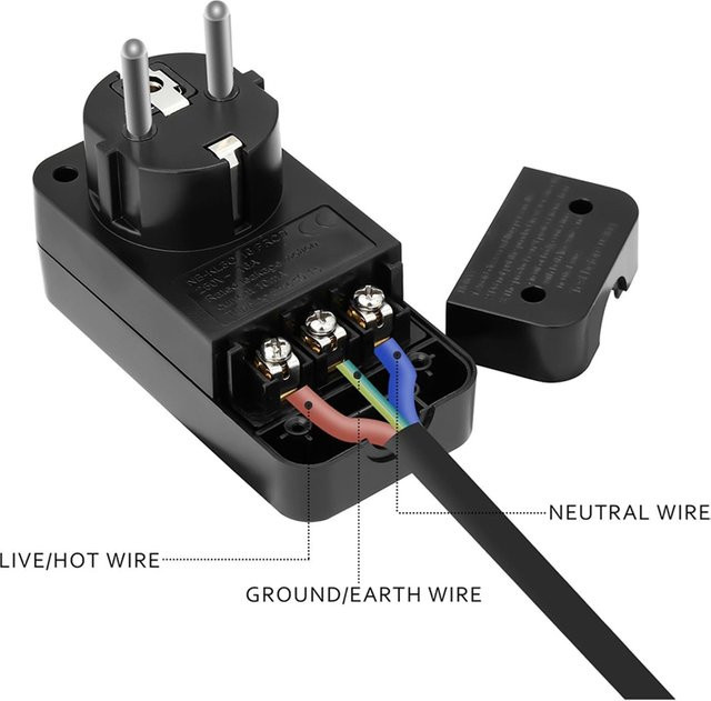 AA58 FI-Leistungsschalter als persönlicher Schutzstecker mit 16 Ampere und 10 mA Fehlerstrom in Schwarz (EU-Stecker) - Bild 1