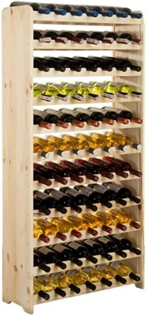 PROREGAL Weinregal Pinotwine aus massivem Kiefernholz, Natur Unbehandelt, braun, Kapazität: 77 Flaschen, H x B x T: 138,4 x 72,8 x 26,5 cm - Bild 1