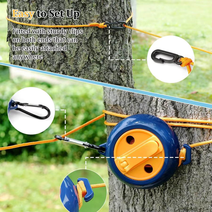 Tragbare einziehbare Reise-Wäscheleine aus Kunststoff für Camping und Outdoor in Blau oder Grün - Bild 4