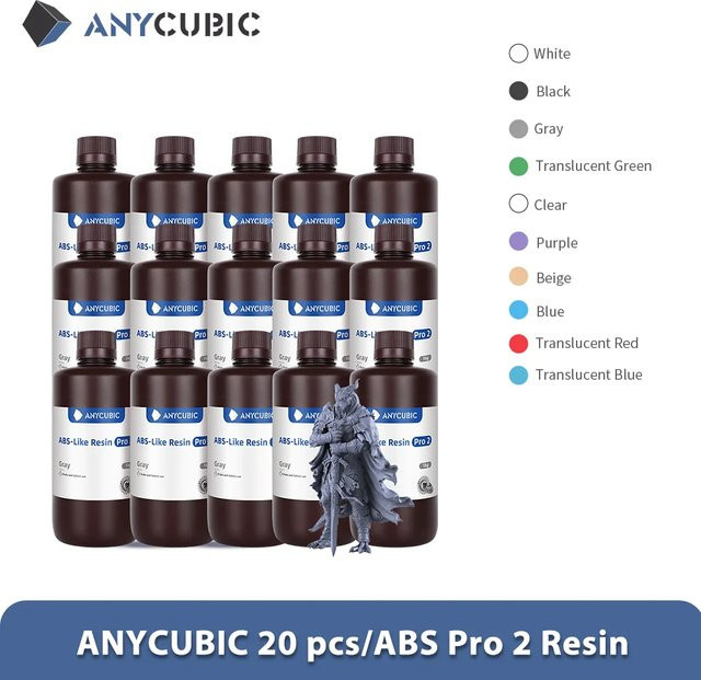 Anycubic ABS-ähnliches Photopolymerharz Pro 2 für LCD-3D-Drucker, Grau, 20 kg - Bild 1