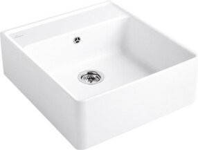 Villeroy & Boch Spülstein-Einzelbecken aus Keramik mit Ablaufgarnitur und Exzenter in Weiß Alp C-plus - Bild 1