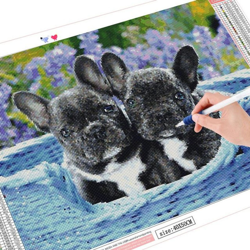 FIYO Diamond Painting Set Hund Motiv als Mosaik-Kunstwerk in Querformat, Mehrfarbig, B/H: 30 x 30 cm - Bild 1