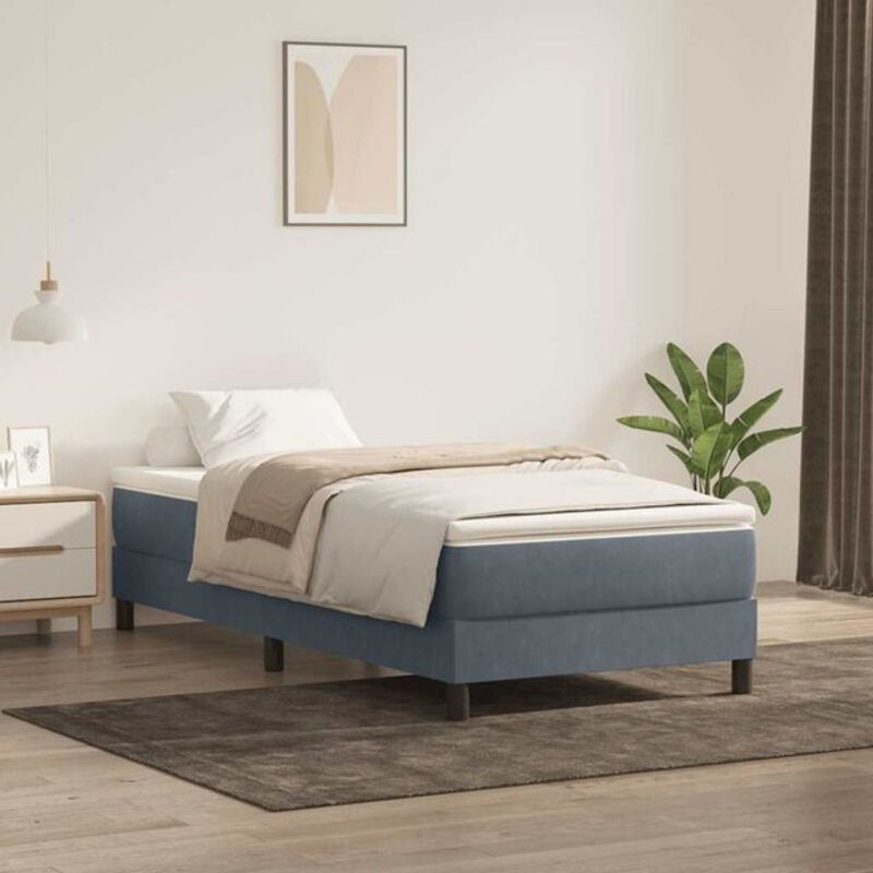 Vidaxl Boxspringbett aus Samt in Anthrazit ohne Matratze B/T/H: 90 x 220 cm - Bild 1