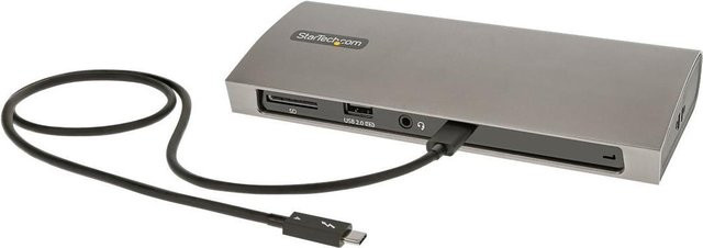 StarTech.com Thunderbolt 4 Dockingstation mit 96W Power Delivery, 3x Thunderbolt 4/USB4, 4x USB-A, SD-Kartenleser und Gigabit Ethernet in Schwarz und Grau - Bild 1