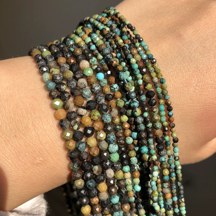 xilitata Perlen, Afrikanischer Türkis, Facettiert, Rund, 2-4 mm - Bild 3