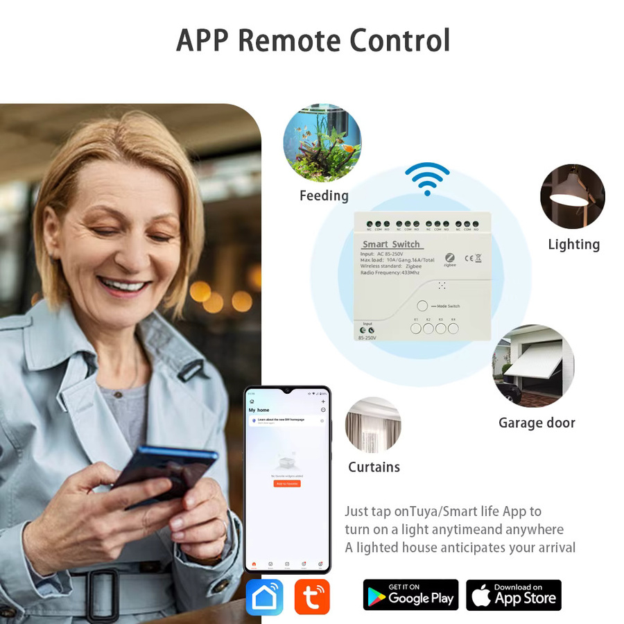 Scimagic Smart Switch Tuya Zigbee Modul mit 4 Kanälen in Weiß für App-Fernsteuerung und Kompatibilität mit Alexa und Google Assistant - Bild 4