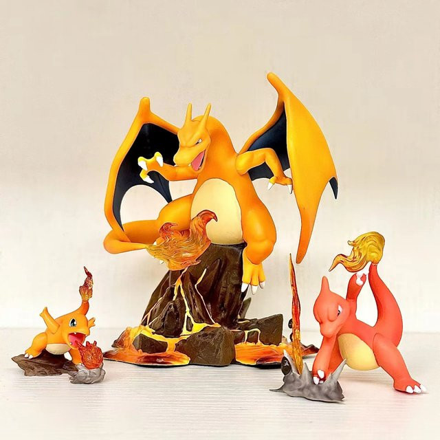 Bandai Pokémon Glumanda Glurak Dracaufeu Charmeleon Evolution Ver. PVC-Actionfigur, Spiel-Statue, Modellspielzeug, Puppe - Bild 1
