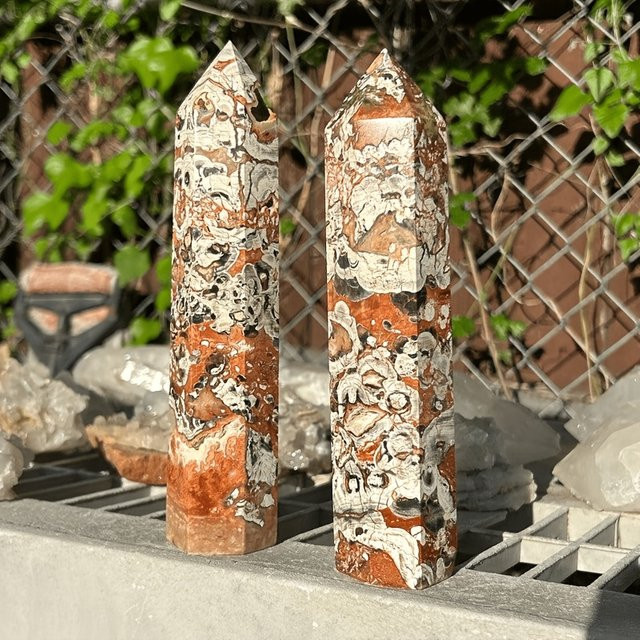 Crystalhola Money Agate Tower aus natürlichem Stein, handgeschnitzter und polierter Bohemian Naturstein in Multicolour zur Heimdekoration - Bild 1