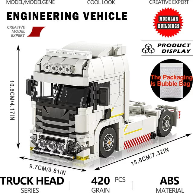 Yangkili Europäische Lkw Baustein Modell, Fahrzeug, weiß - Bild 1