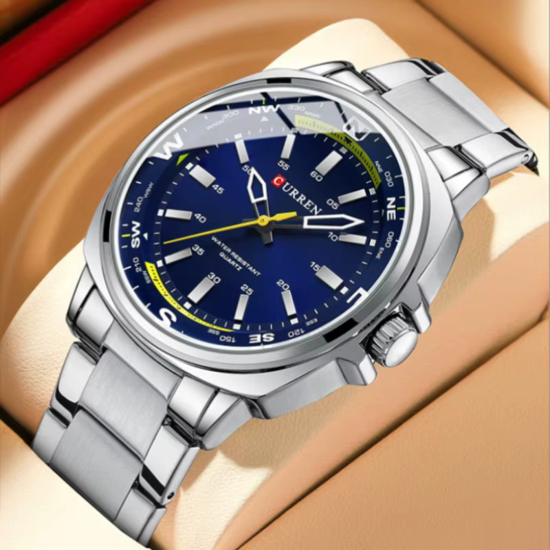 CURREN Armbanduhr, Quarz, Edelstahl, Blau, Herren - Bild 1