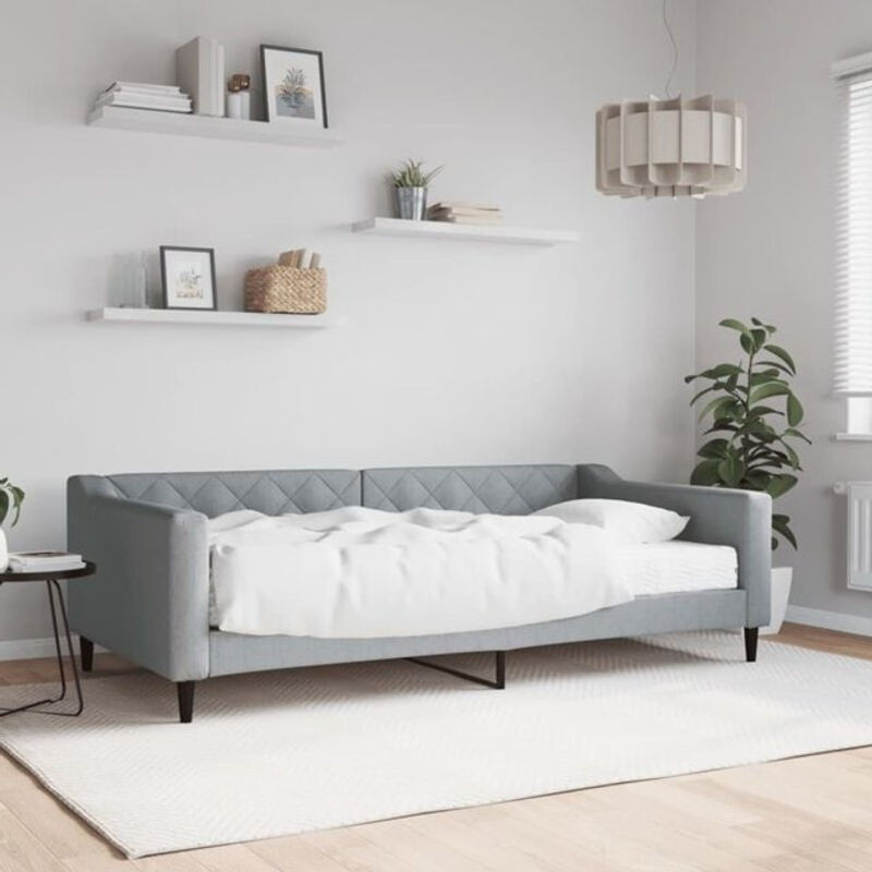 Modernes Polsterbett mit Matratze von vidaxl in Grau aus Stoff und Metall, B/T: 200 x 100 cm - Bild 1