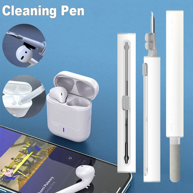 Viesrita Bluetooth-Kopfhörer-Reinigungsset in Weiß für Airpods Pro, 2, 1 sowie diverse Headset-Modelle mit Reinigungsbürste und Stift - Bild 1