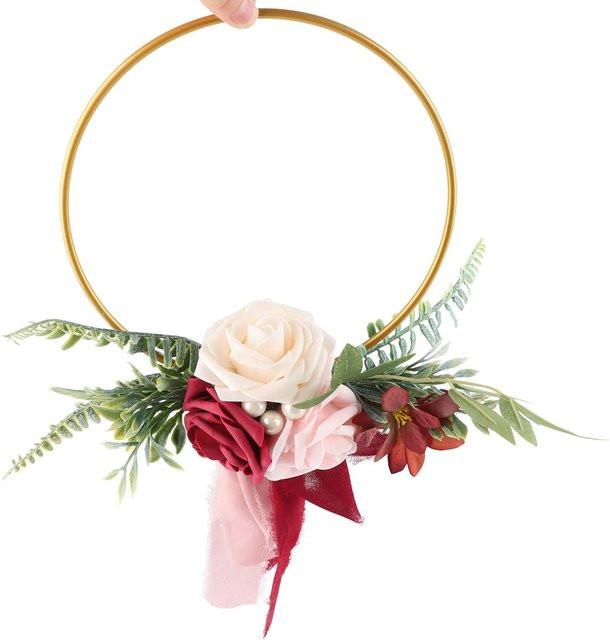 CosyHome Metallgirlande mit Eukalyptus-Blüten und Blättern in Beige für Hochzeit und Heimdekoration - Bild 1