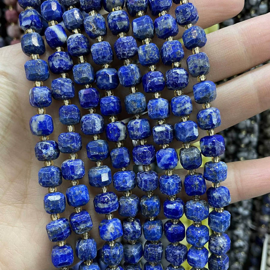 SYSRXLR Spacer Stein, Lapislazuli, Runde Rohr Facettierte Perlen, Unisex - Bild 3