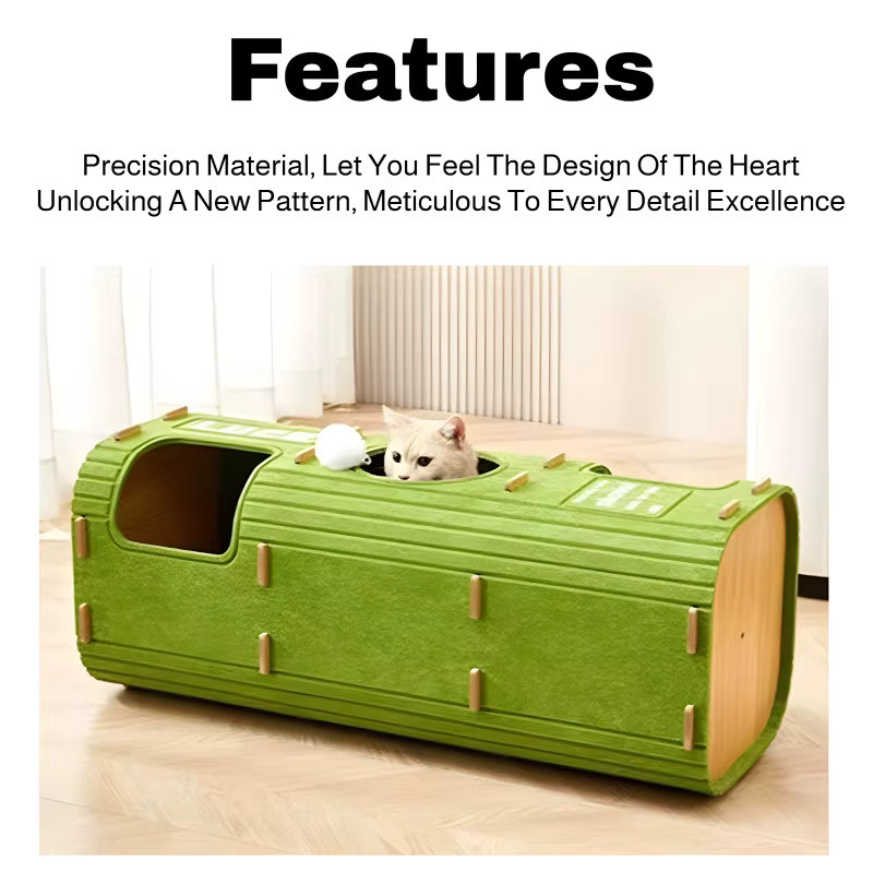 eelhoe Mehrschichtiges Katzenbett aus Filz in Grün mit integriertem Spielzeug - Bild 3