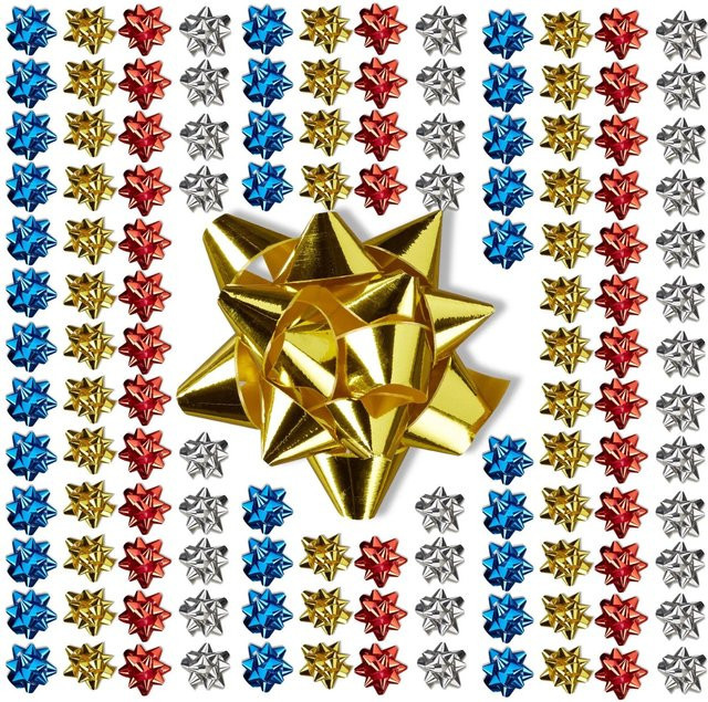 Relaxdays 200er Set selbstklebende Geschenkschleifen aus Polypropylen in Bunt, B/H/T: 5 x 5 x 2 cm - Bild 1