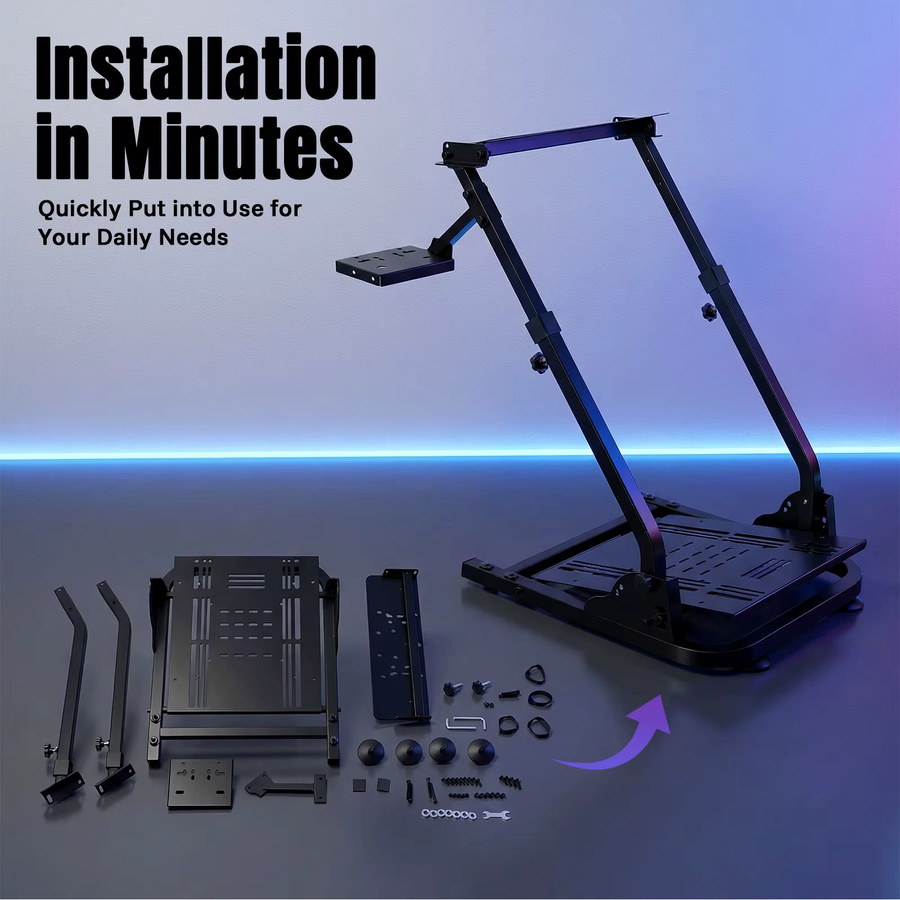Bymaocar Faltbarer Rennradständer für Sim Racing Pedale in Schwarz oder Blau, kompatibel mit Logitech G25 G27 G29 G920 G923 TX F458 T500RS, Fanatec Clubsport und Simcube - Bild 5