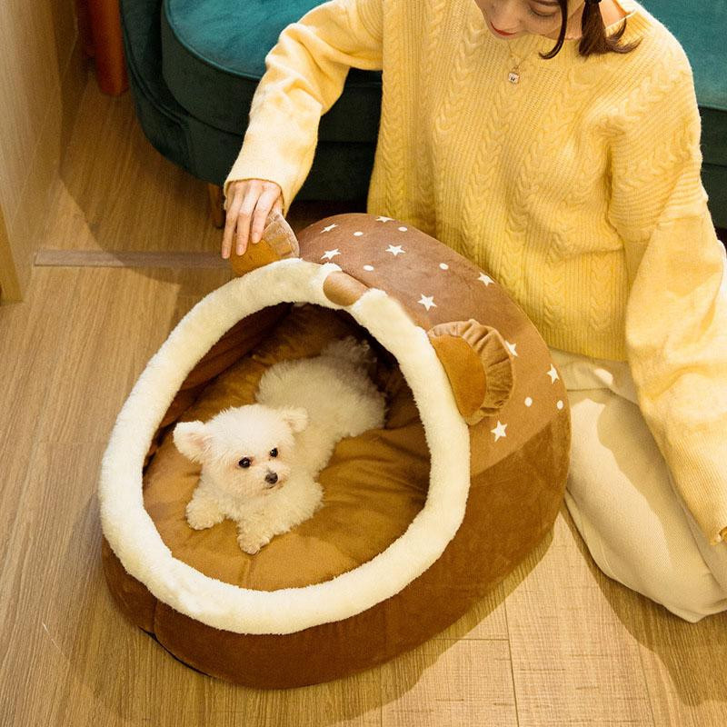 S-Pet Faltbares Haustierhaus aus 100% Baumwolle in Braun für Hunde und Katzen, 2,5 kg - Bild 3