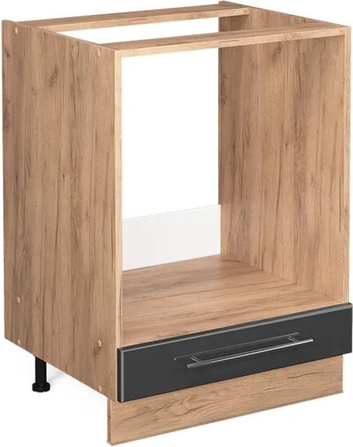 Vicco Herdumbauschrank Fame-Line Küchenschrank in Anthrazit und Eiche Hochglanz mit Softclose-Scharnieren, Breite: 60 cm - Bild 2