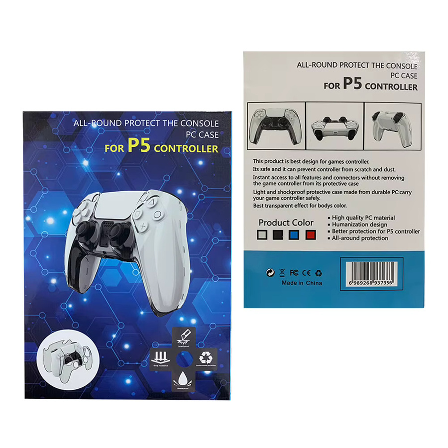 APWIKOGER Ultra schlanke Schutzhülle aus klarem PC für PS5 DualSense Controller in Transparent und Blau - Bild 3