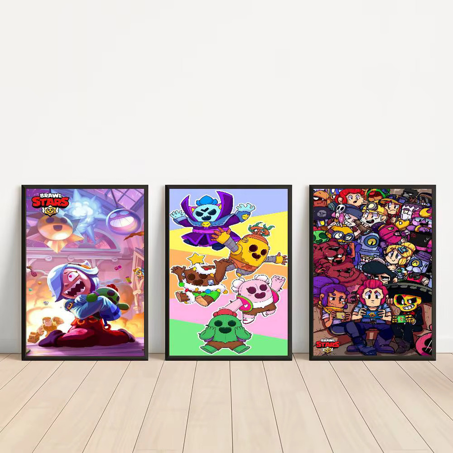 Brawl Stars Anime Klebeposter aus Retro Kraftpapier für dein Zimmer oder Café, Mehrfarbig, B/H: 15 x 15 cm - Bild 2