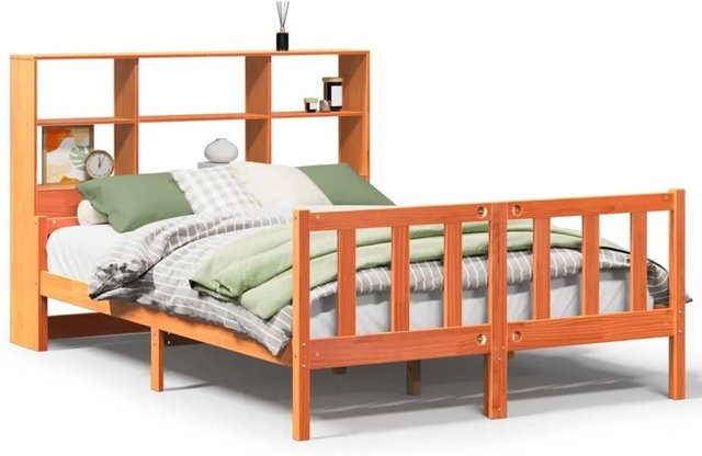 vidaXL Massivholzbett aus Kiefernholz in Braun, rustikales Bett ohne Matratze, B/T: 160 x 200 cm - Bild 1