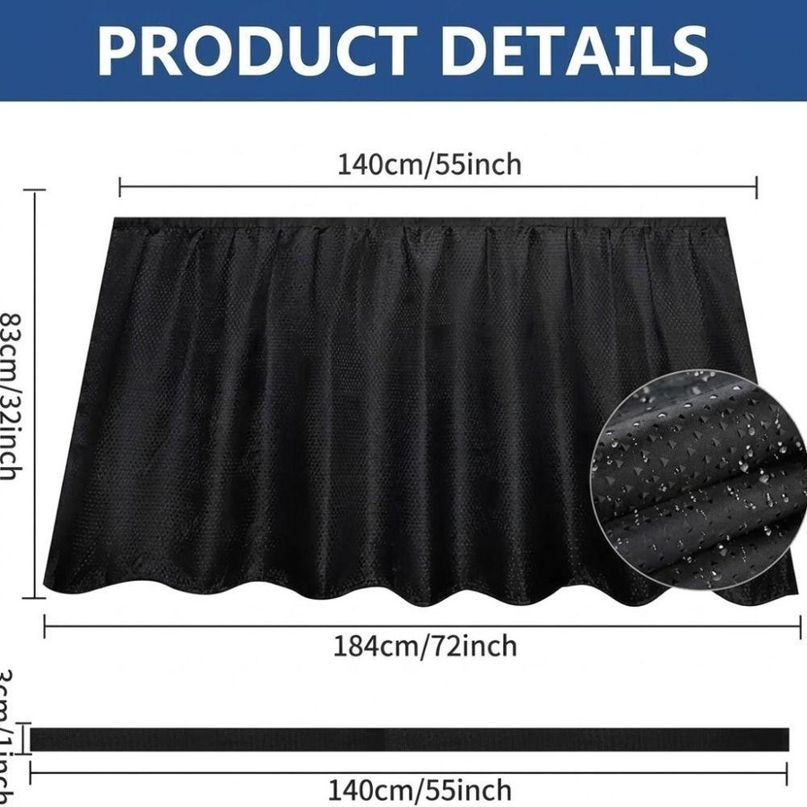 Yiluwhc Waschbarer Vorhang für Unterschränke als selbstklebende Abdeckung für Badezimmer und Waschküche, Schwarz, B: 140 cm, H: 83 cm - Bild 4