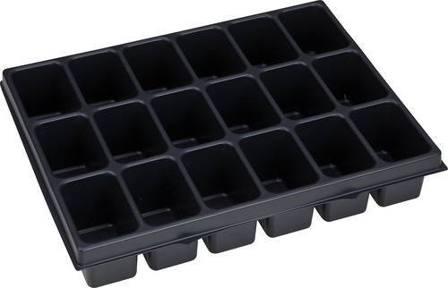 Sortimo Kleinteileeinsatz i-BOXX iB 72 aus Polystyrol in Schwarz mit 18 Mulden, B: 34,9 cm, T: 26,5 cm, H: 6,3 cm - Bild 1