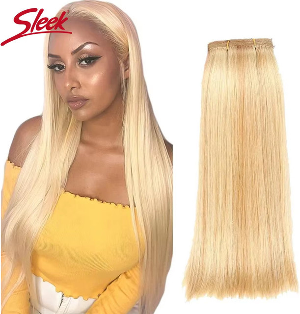 Sleek Echthaar-Bündel, brasilianisches Remy Echthaar, Honigblond 613, doppelt gezogen - Bild 1