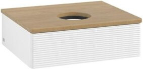 V&B Waschtischunterschrank Antao mit Frontstruktur in Eiche Honig und Weiß, B/T/H: 60 x 50 x 19 cm - Bild 1