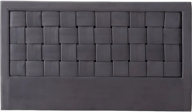 Vente-unique Bettkopfteil Jenna im Art déco Stil aus Samt und Kiefernholz, Grau, Breite: 160 cm - Bild 1