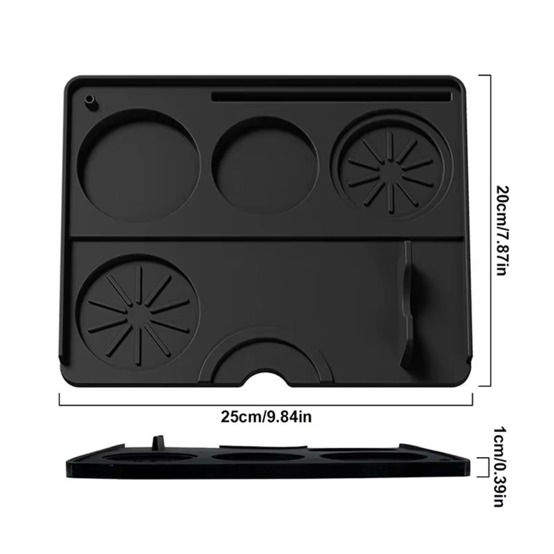 HOCOSHINE Kaffee Tamping Matte aus Silikon in Schwarz, rechteckige Rutschfeste Tamp Station für Home und Cafe - Bild 3