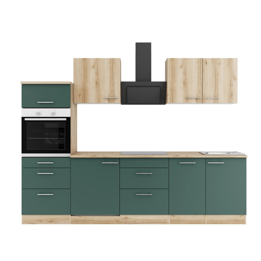 Optifit Küchenzeile KPLS 2789OE-9+ Wildeiche Nachbildung und Steingrün, Breite: 270 cm - Bild 2