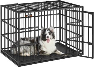 FEANDREA Hundekäfig Hundebox für mittelgroße und große Hunde, Schwarz, B: 107 cm, T: 70 cm, H: 75 cm - Bild 1