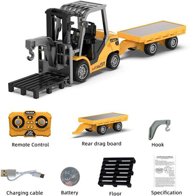 Discover Intime Mini RC LKW Gabelstapler, 1:64, mit Anhänger, ferngesteuert, ab 6 Jahren - Bild 1