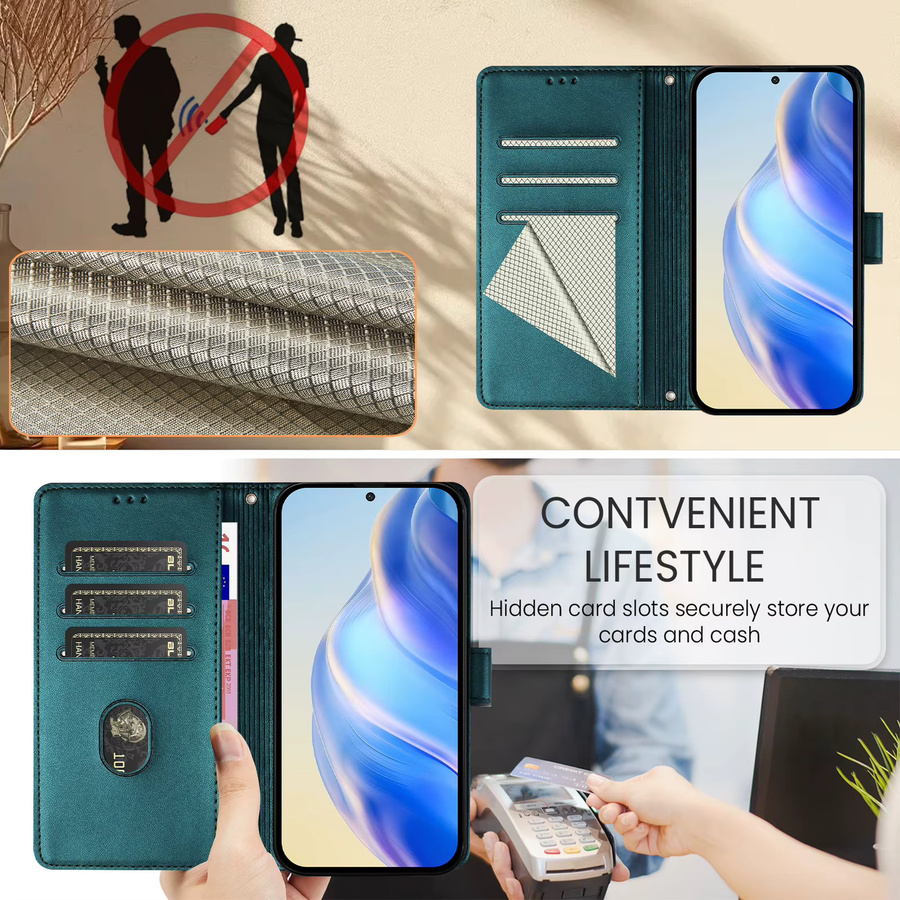 3D Leder Handyhülle als Brieftasche und Buch-Cover für Samsung Galaxy (Modelle: A13, A23, A33, A53, A73, A12, A22, A32, A52, A21s, A51, A71, A10, A20, A30, A50) in Grün - Bild 3