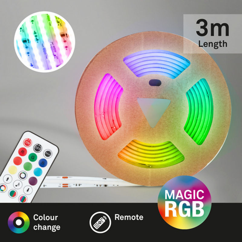 Briloner COB RGBIC LED Flexband mit Fernbedienung, 3 m, Multicolour, weiß matt - Bild 2
