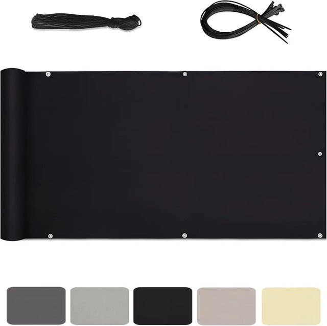Sekey Balkonsichtschutz aus Polyester, blickdicht und reißfest, Schwarz, Breite: 90 cm, Tiefe: 500 cm - Bild 1