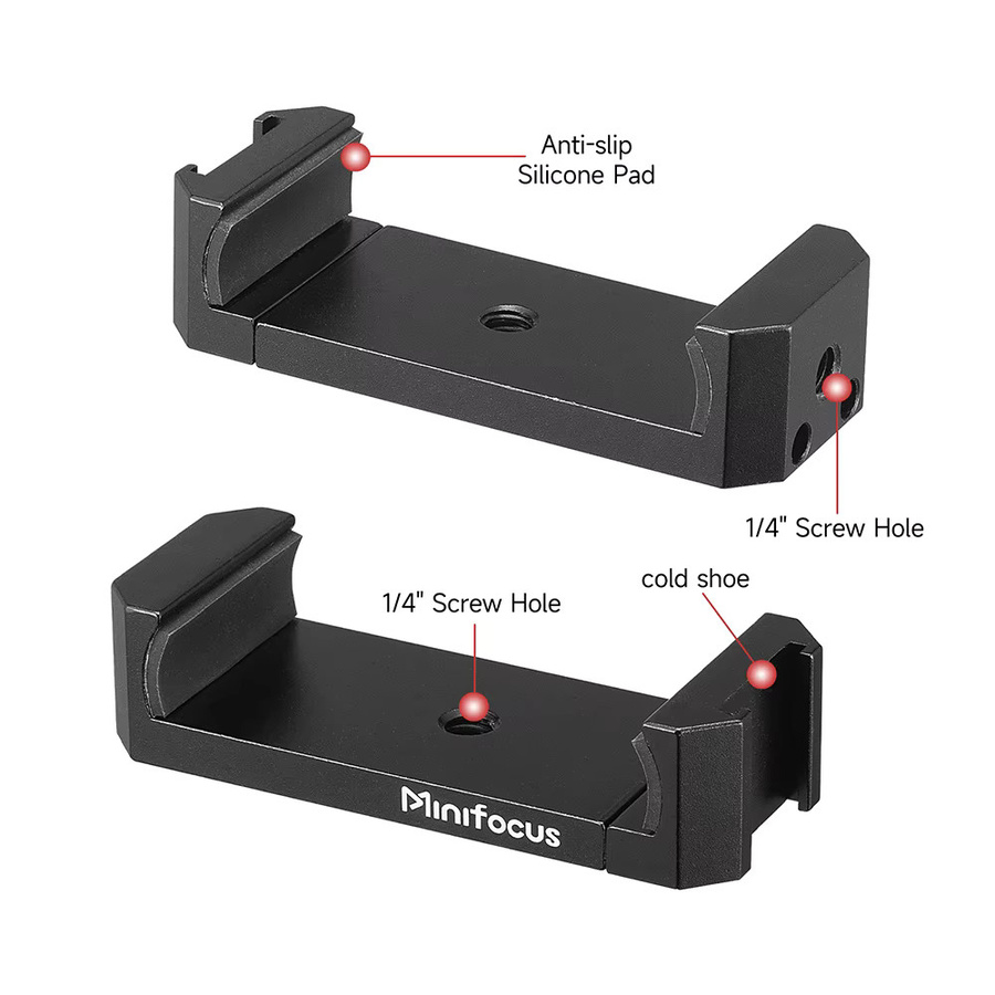 MINIFOCUS Handy Halter Klemme mit Cold Shoe Adapter für Smartphone und iPhone, Schwarz - Bild 3