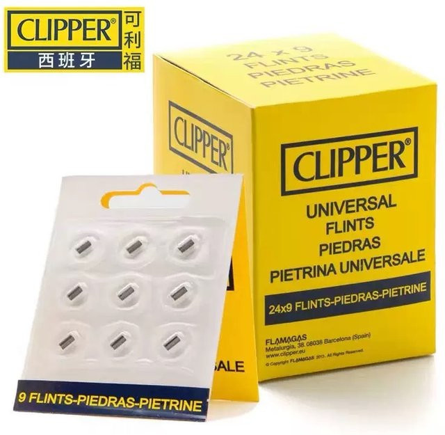 Clipper Kerosin-Feuerzeug Gelb 9er Pack mit 2,3 mm und 5 mm Zündstein - Bild 1