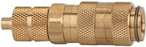 Riegler Schnellverschlusskupplung NW 2,7 aus Messing in Gold mit Schlauchanschluss 4x3 - Bild 1