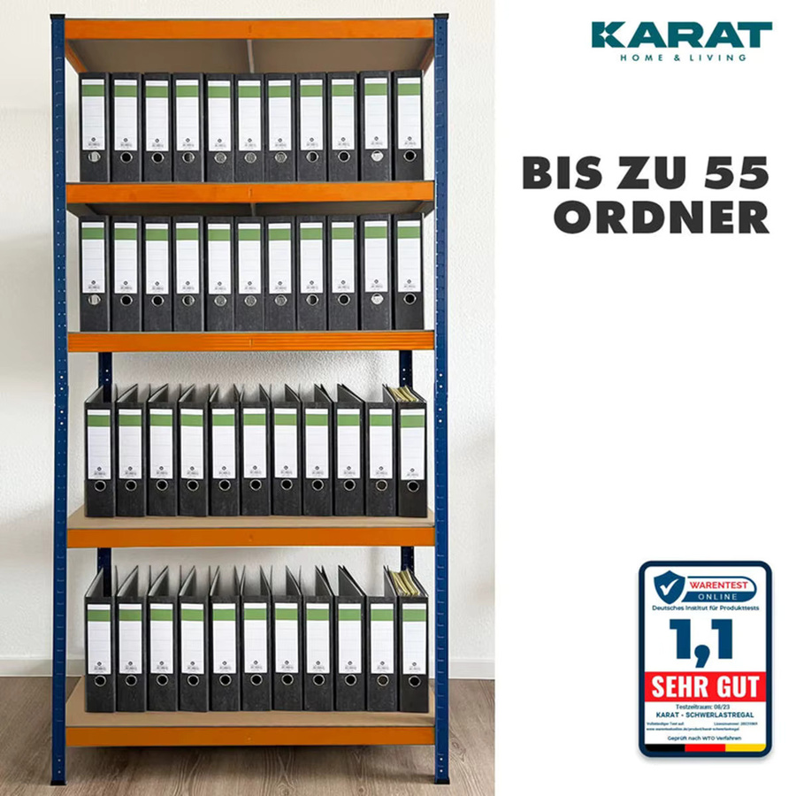 Schwerlastregal FLOORDIREKT aus Metall mit 5 Böden in Blau, H x B x T: 180 x 90 x 60 cm, bis 1250 kg Tragkraft - Bild 3