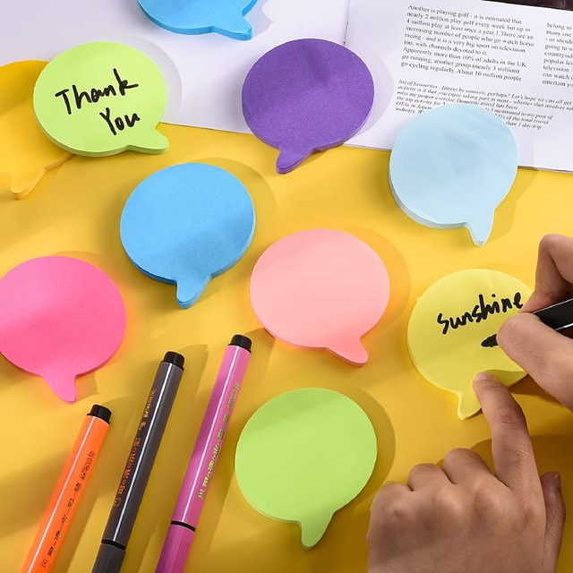 Selbstklebende tropfenförmige Haftnotizen in bunten Farben, 2 oder 8 Stück Bubble Sticky Note Pads für Schule, Büro und Zuhause - Bild 1