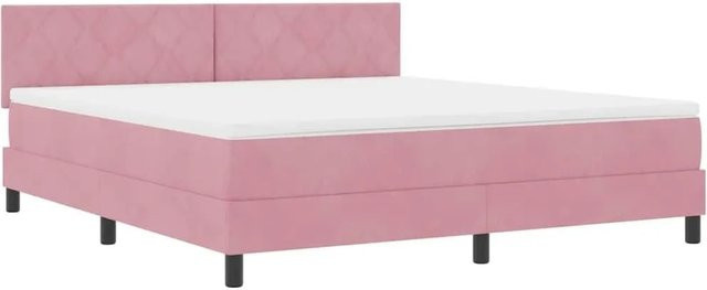 vidaXL LED Boxspringbett mit Matratze in Rosa, Samt, B/T: 180 x 200 cm - Bild 1